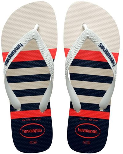 Havaianas Top Nautical Flip Flops - White/white/navy (white/white/navy, Uk Footwear Size System, Adult, Men, Numeric Range, - Red