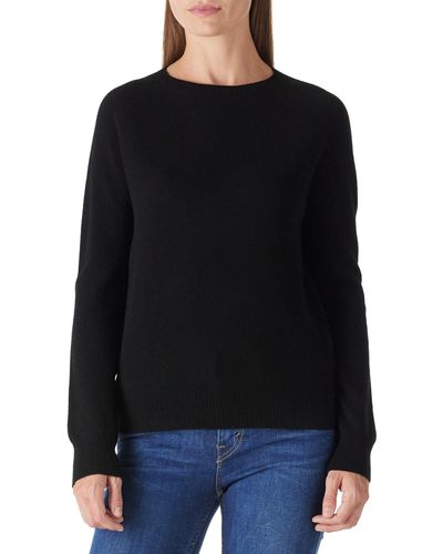 HIKARO 100% Merino Wool Sweater Seamless Cowl Neck Long Sleeve Pullover - Schwarz