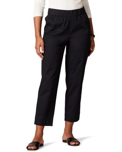 Amazon Essentials Pantalón tobillero y Holgado de Talle Medio sin Cierre y de algodón elástico Mujer - Negro