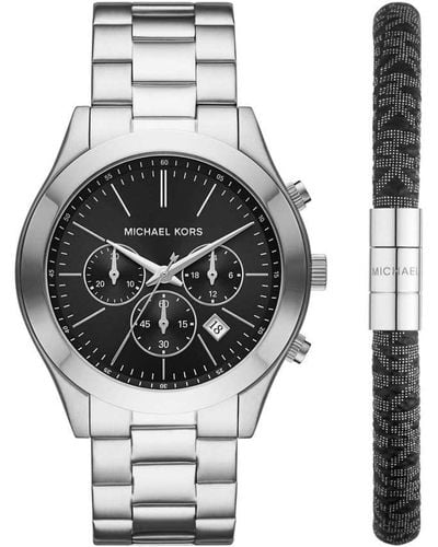 Michael Kors Slim Runway Quartz Watch with Stainless Steel Strap - Mettallic