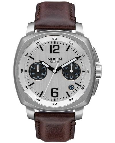 Nixon Chronograph Quarz Uhr mit Leder Armband A10731113-00 - Weiß