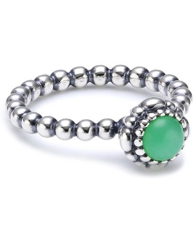 PANDORA Ring 925 Silber Chrysopras grün Gr. 60 - Schwarz