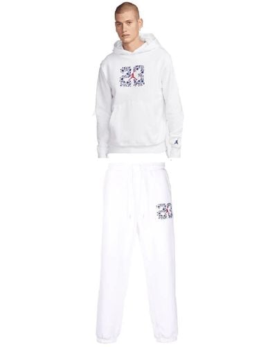 Nike 2 Piece Jordan Air Jumpman Dna Sportswear Hoodie Sweatshirt jogger Top White Red Blue Cotton Size Large L - Black