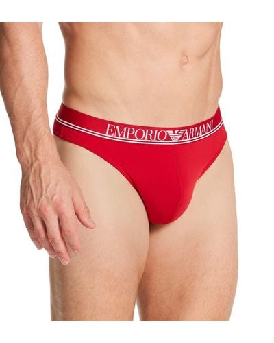 Emporio Armani Underwear s Mesh Microfiber Thong Panties - Rot