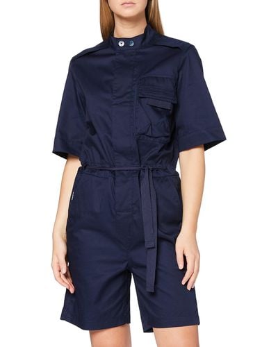 G-Star RAW S Contrast Zipper Blouse Playsuit Jumpsuit - Blau