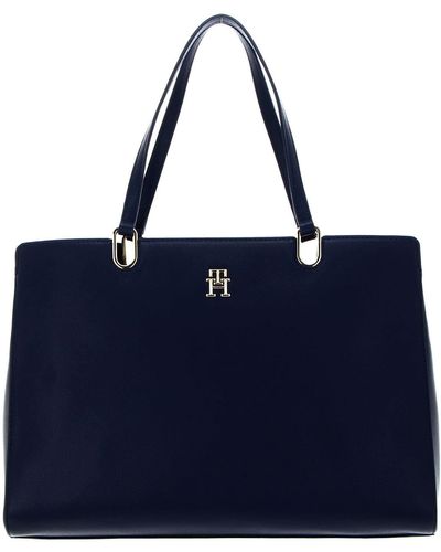 Tommy Hilfiger Th Timeless Satchel Bag With Interior Pockets - Blue