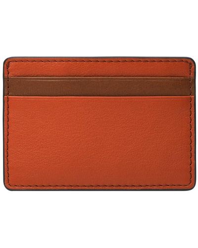 Fossil Steven Leather Card Case - Red
