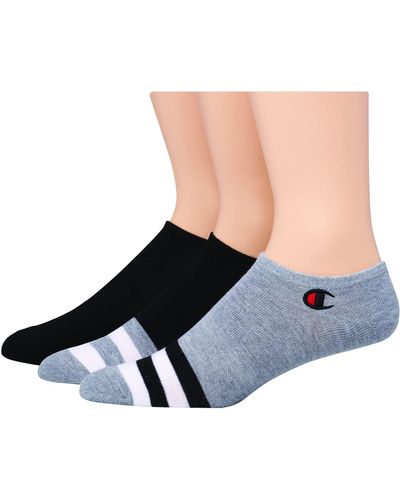 Champion 3-pack Super No Show W/embroidery Socks - Blue