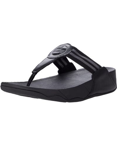 Fitflop Walkstar Toe-post Sandals Wedge - Black