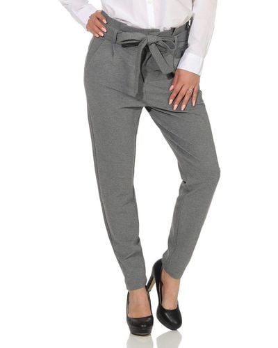 Vero Moda Business Stoffhose Elegante High Waist Paperbag Pants mit Bindeband VMEVA - Grau