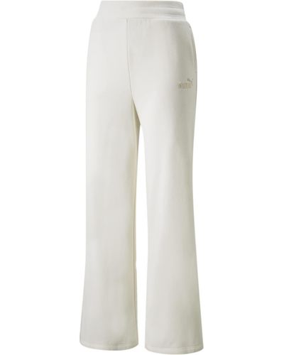 PUMA Ess+ Embroidery Wide Pants FL Felpa - Bianco