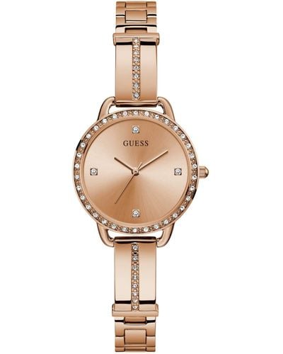Guess Quartz Watch With Stainless Steel Strap - Naturel