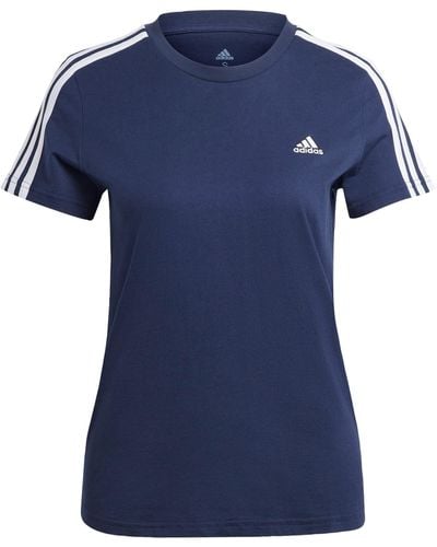 adidas Essentials Slim 3-Stripes tee Camiseta - Azul