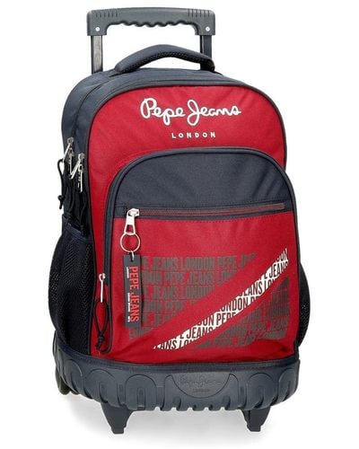 Pepe Jeans Clark Sac à dos 2 roues Rouge 33x44x21 cms Polyester 30,49L