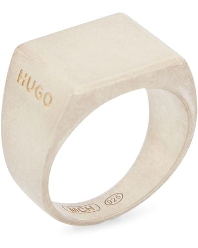 HUGO E-silver-ring - White