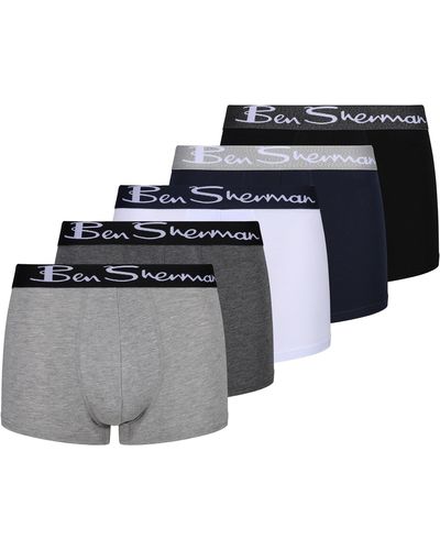 Ben Sherman U5_1399_BS_XL Podrick Lot de 5 Boxers pour en Coton Doux au Toucher avec Taille élastique - Blanc