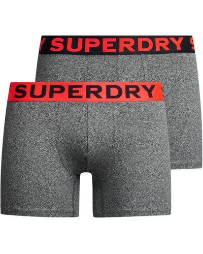 Superdry Boxershorts aus Bio-Baumwolle im 2er-Pack Karst Schwarz Mega Gesprenkelt L - Grau