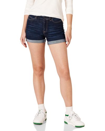 Amazon Essentials Pantalón Corto de Denim de 10 Cm Mujer - Azul