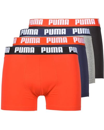 PUMA 4er Pack Basic Boxershorts Unterhose Komfort Rot Combo M - Orange