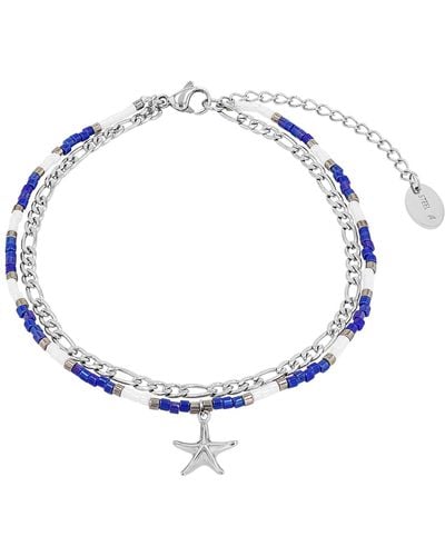 S.oliver Fußkette Edelstahl Sommerschmuck - Blau