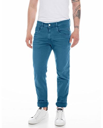 Replay Jeans Uomo Anbass Slim Fit Elasticizzati - Blu