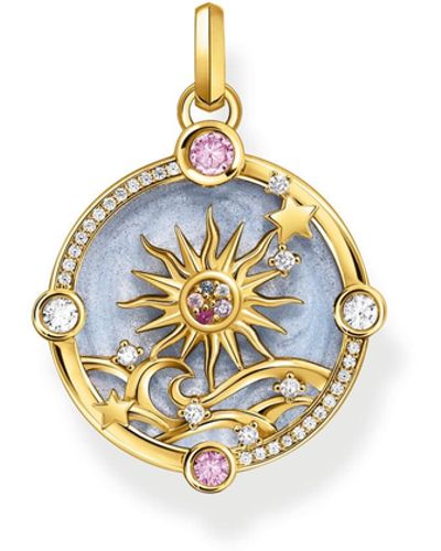 Thomas Sabo Gold-plated Pendant With Blue Cold Enamel And Colourful Stones 925 Sterling Silver - Metallic