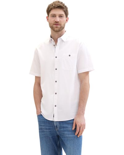 Tom Tailor Basic Regular Fit Hemd mit Struktur - Weiß