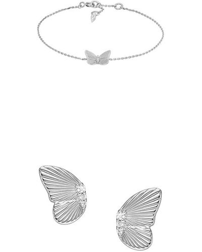 Fossil Gliederarmband Butterflies Sterlingsilber - Weiß