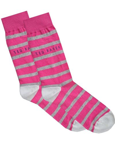 Ted Baker Multi-coloured Stripe Socks - Pink