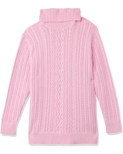 Amazon Essentials Fisherman Cable Roll-neck Sweater - Pink