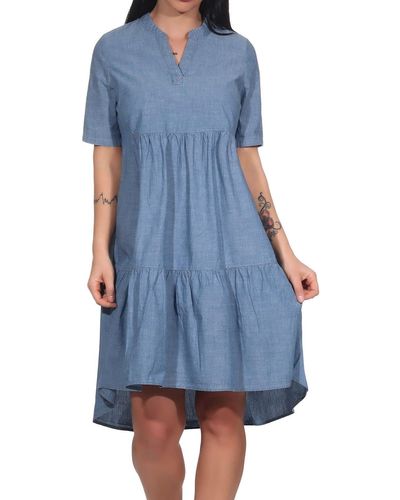 Vero Moda Kleid Tunika VMPaulina Midikleid in Jeans-Optik 10264364 medium Blue Denim XS - Blau