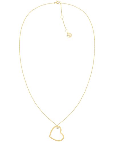 Tommy Hilfiger Jewelry 2780757 Gold Plated Heart Pendant Necklace - White