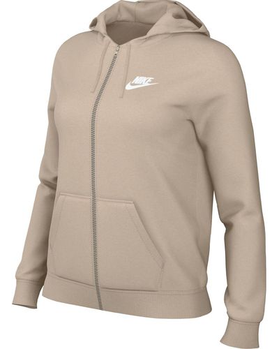 Nike W Nsw Club Flc Fz Hoodie Std Hooded Full Zip Ls Top - Natural