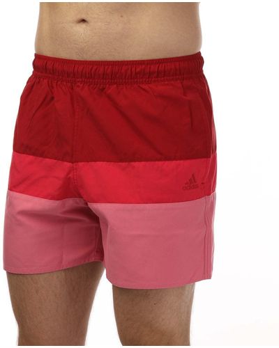 adidas Colorblock Swim Shorts - Red
