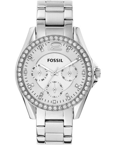Fossil Ladies Riley Multifunction Silver Watch - Metallic