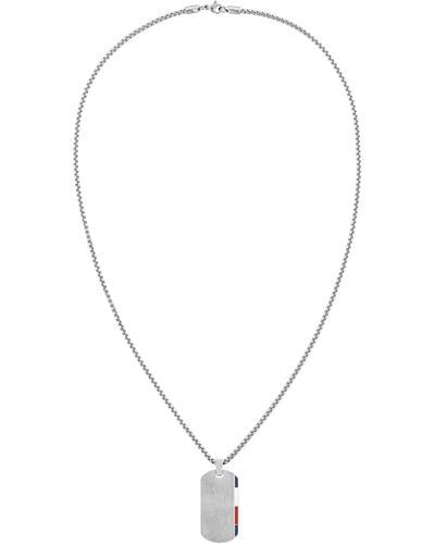Tommy Hilfiger Jewellery Stainless Steel Logo Id Dog Tag Necklace Color: Silver - Metallic