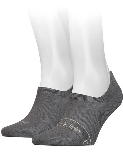 Calvin Klein Socks CK Footie High Cut 2P Logo Stripe - Bianco