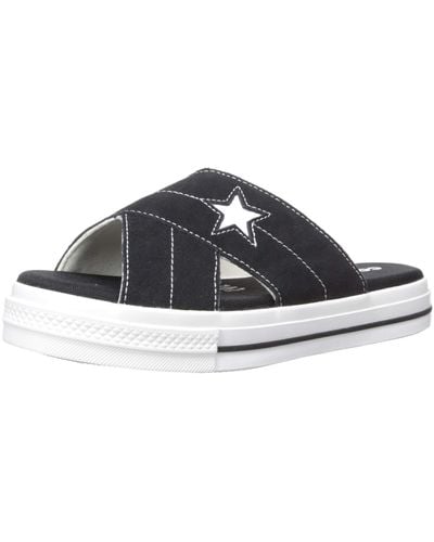 Converse One Star Suede Slip Sandal - Black