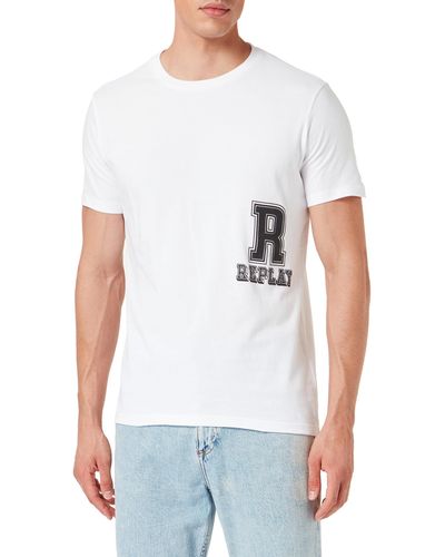 Replay T-Shirt ches Courtes Col Rond Logo - Blanc