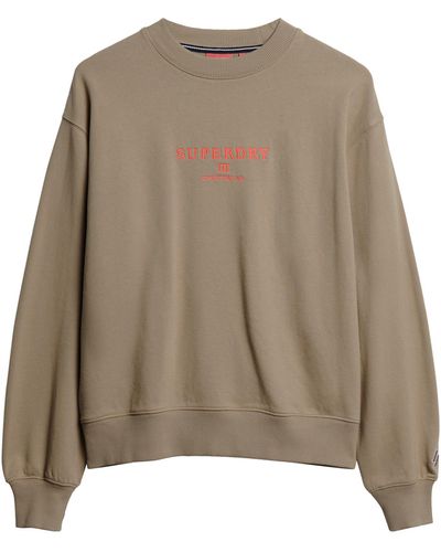 Superdry Embroidered Loose Crew Sweat Sweatshirt - Natural