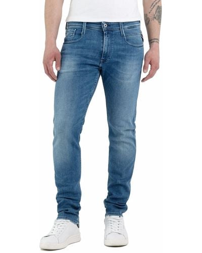 Replay Anbass Slim Fit Jeans With Power Stretch - Blue