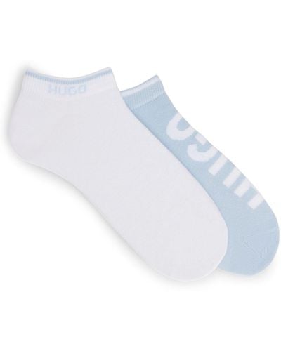 HUGO S 2p As Logo Col Cc Two-pack Of Cotton-blend Socks In An Ankle Length - White