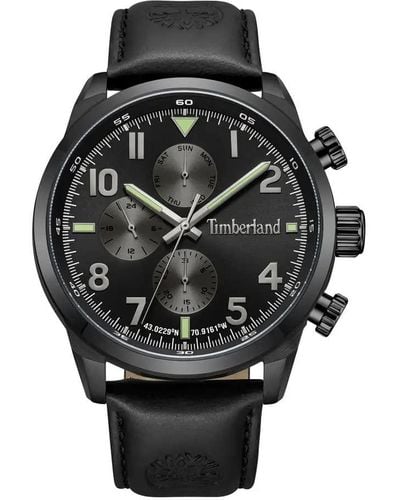Timberland 's Analog Quartz Watch With Leather Strap Tdwgf0009502 - Black