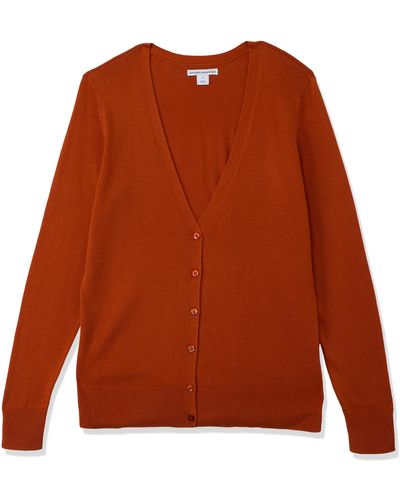 Amazon Essentials Lightweight V-neck Cardigan Sweater - Orange