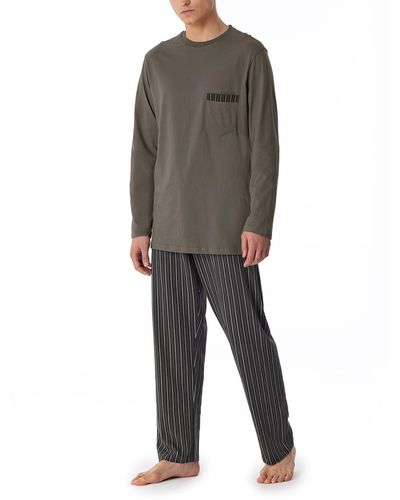 Schiesser Schlafanzug lang-Nightwear Set Pyjamaset - Grau