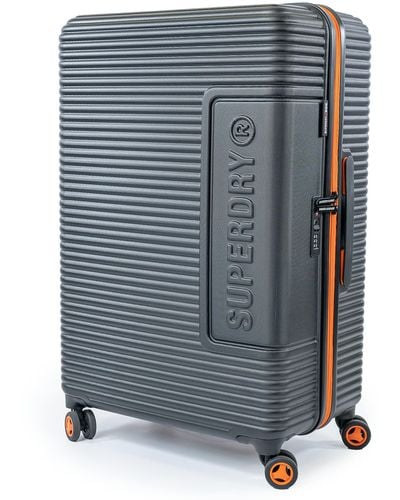 Superdry Hard Shell Travel Suitcases - Lightweight, Robust, Tsa Locks, With 8 Smooth Spinner Wheels, Telescopic Trolley Handle, - Blue