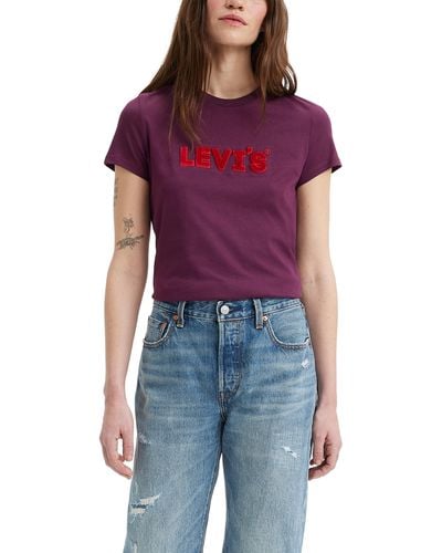 Levi's The Perfect Tee T-Shirt,HL Logo Grass Potent Purple,XS - Rot