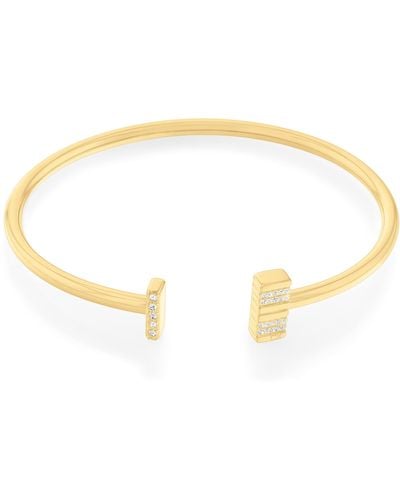 Calvin Klein Jewelry Ionic Plated Thin Gold Steel And Crystal Memory Steel Bangle - Black