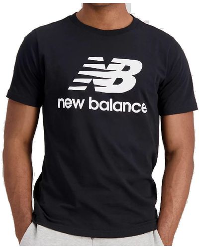 New Balance T-Shirt Essentials Stacked Logo - Noir