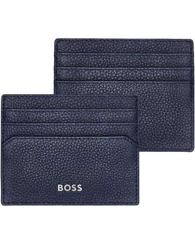 BOSS Classic Grained Card Holder Dark Blue - Blauw
